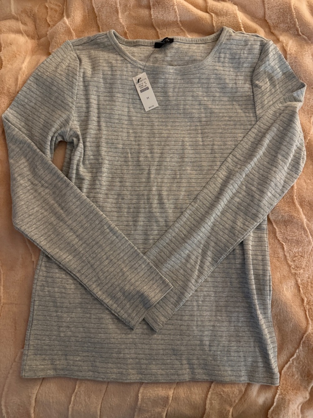Heather Gray Ribbed Long Sleeve Tee NWT